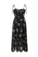 Summer Women French Style Floral Sling Chiffon Dress Female