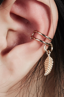 Leaf Ear Cuff for Women Gold Color Metal Clip Earrings Non Piercing Clips On Jewelry