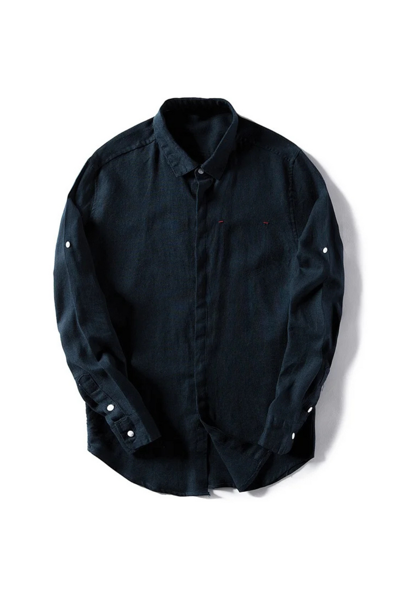 Linen Shirt Men Casual Male Shirt Dress