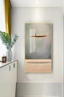 Nordic Wall Art Decor Golden Boat Abstract Canvas Painting Minimalist Landscape Artwork Poster