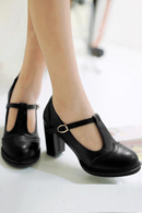 Women Pumps Buckle Thick Heels with T-strap Ladies High Heels Platform Women Pumps Footwear