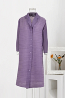 Pleated Mid Length Dress Lapel Single Breasted Loose Dresses Spring