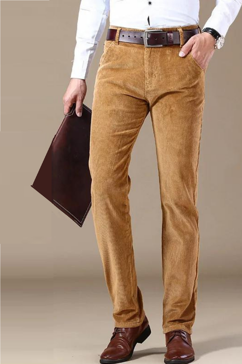 Men Corduroy Classic Straight Fit Flat Front Pants Cotton Trouser Stylish and Comfortable Pants