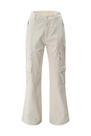 Cargo Flare Pants Men Spliced Retro Streetwear Loose Wide Leg Trousers Men