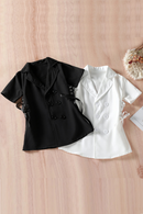 Kids Girl Dress Short Sleeve Turn-down Collar Side Lacing Dress for Casual Daily