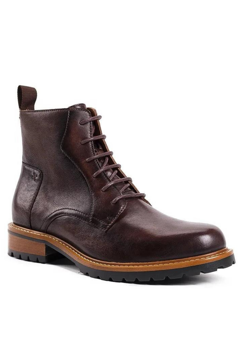 Men's Basic Boots Men Ankle Boots British Winter with fur warm Man Casual Lace-up Boots Genuine Leather Handmade Retro Boot