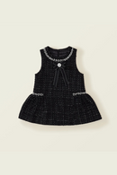 Girls coarse tweed small fragrant dress spring children's light luxury stamping dress