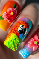 Press on Nails with Parrot Press on Nails Handmade Press on Nails