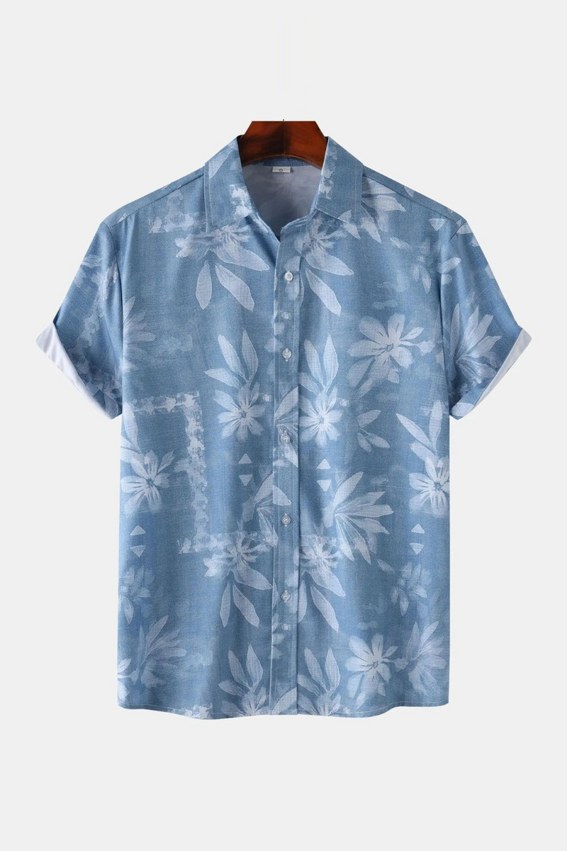 Floral Hawaiian Mens Shirt Vacation Summer Short Sleeve Top Casual Men Shirt Beach Seaside Clothing