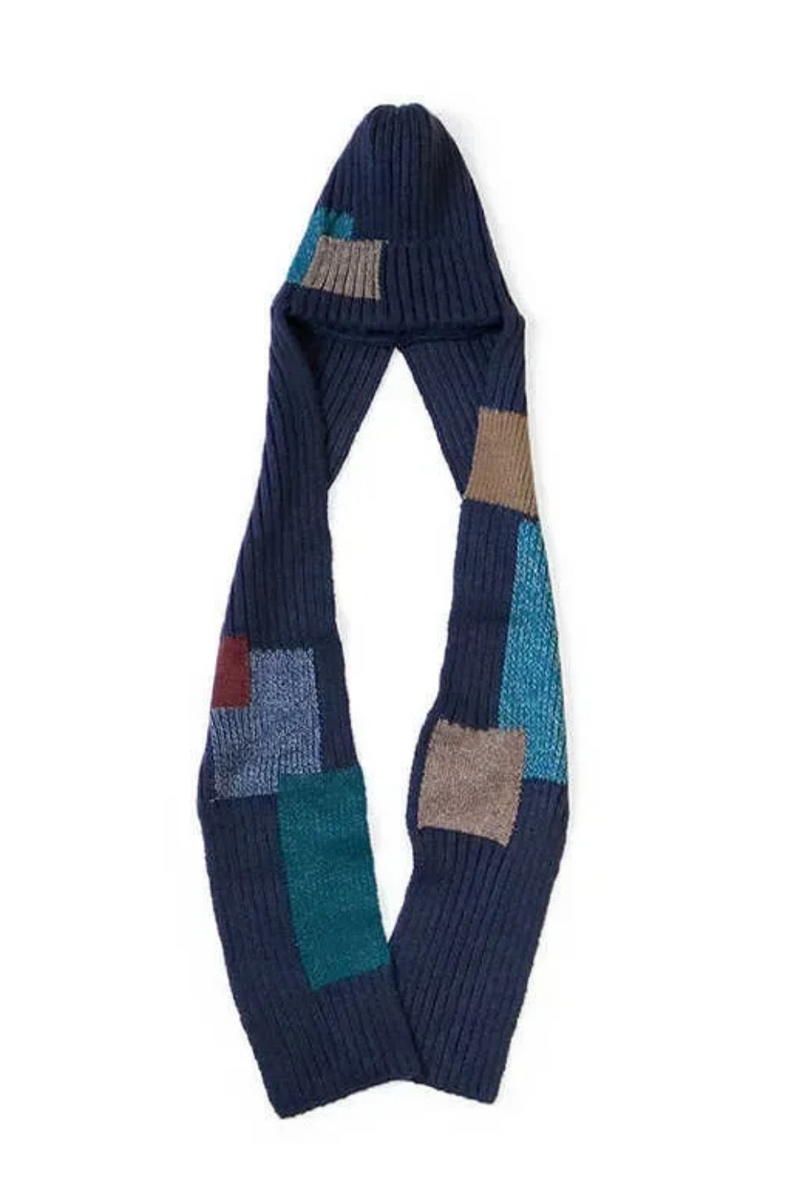 Casual Neckerchief Autumn and Winter Warm Two in One Patch Knitted Cold Hat Scarf