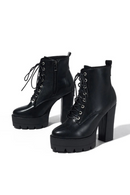Women's Short Boots Platform Ladies Lace-Up Motorcycle Booties With Zip Plus Size Party Shoes