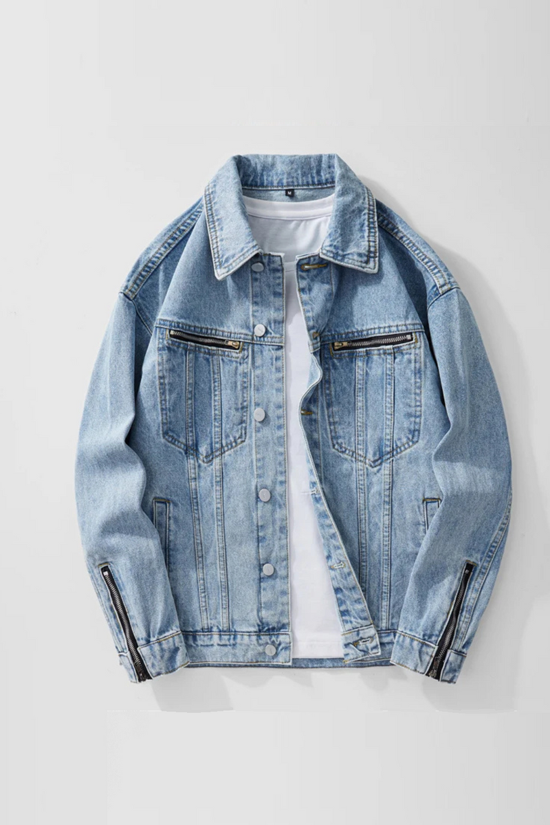 Spring Autumn Winter Models Men's Blue Denim Jacket High Street Black Jacket Man