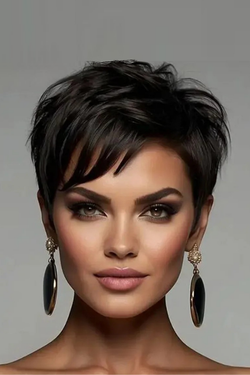 Short Pixie Cut Bob Human Hair Wigs For Women Hair Natural black Full Machine Made Daily Straight Wig