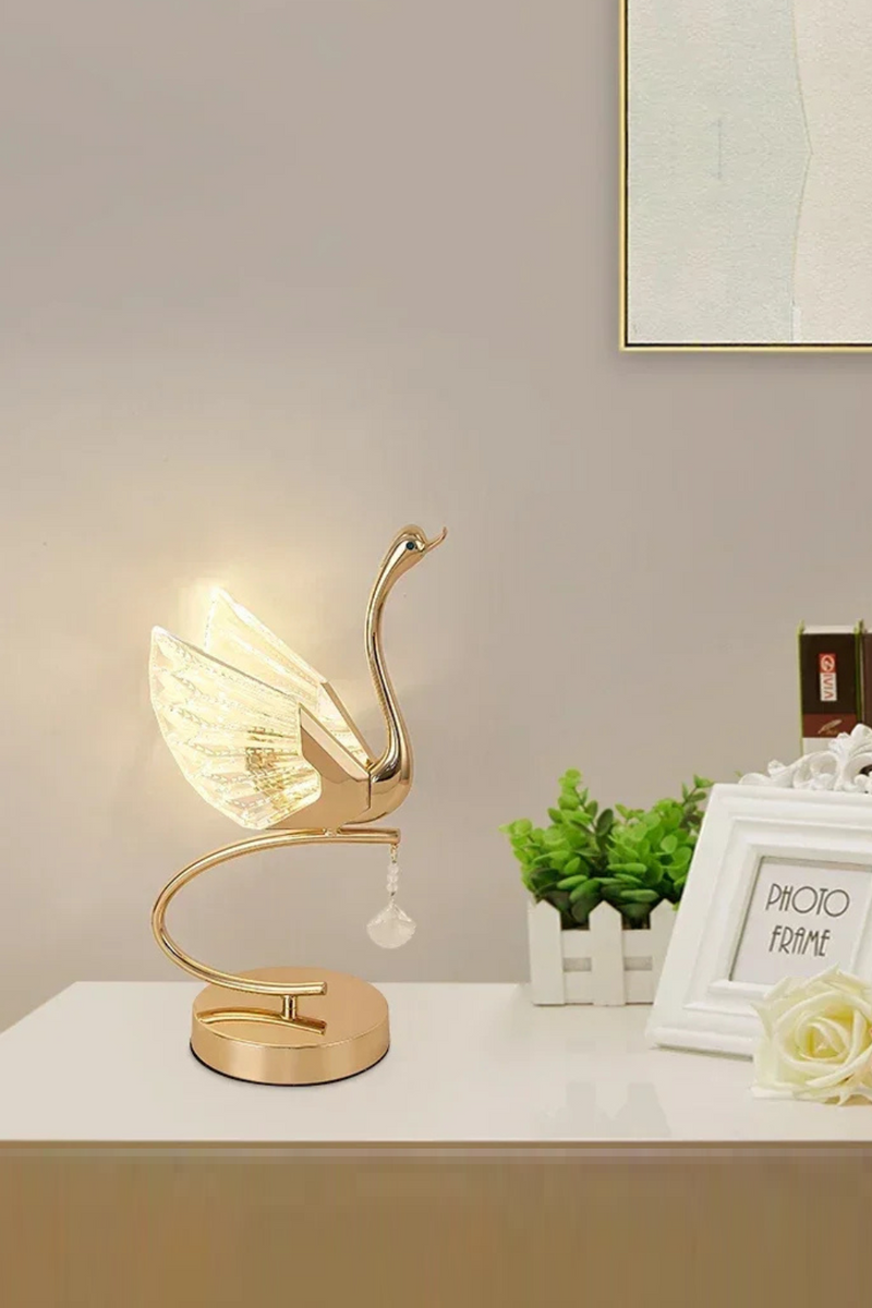 DORIAN Contemporary Swan Table Lamp LED Creative Golden Desk Light Decor For Home Bedroom