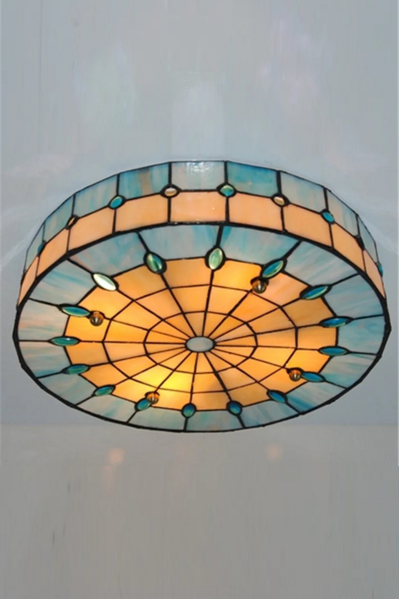 Mediterranean Baroque Hanging Lamp Tiffany Stained Glass Ceiling Lights