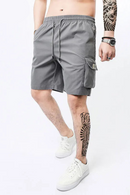 Men's summer elastic drawstring waistband casual solid thin shorts
