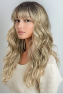 Lace Front Wigs For Women Cosplay Wigs 20 Inch Long Ombre Blonde Body Wave Lace Wig With Bangs Heat Resistant