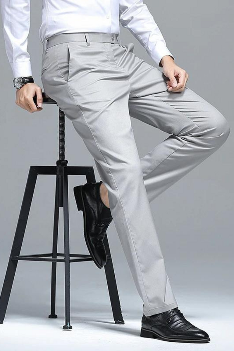 Casual Straight Pants Mens Light Thin Ice Silks No Ironing Trouser Fashion Business Quick Dry Pant Summer