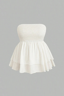 Women Summer Holiday Style Double Layer Ruffle Swing Tube Women's Tops