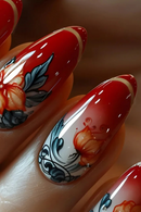 24pcs Almond Beautiful nails Press Persimmon Holiday Nail Tips Gradient False Nails for Women Summer