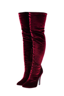 Velvet Long Boots For Women Spring Autumn Over Knee Shoes Toe Heels Elastic Thigh Boots