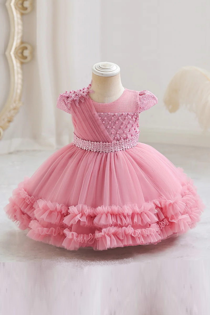 Girl baby clothes one year old birthday party baptize the flower girl net yarn princess skirt newborn
