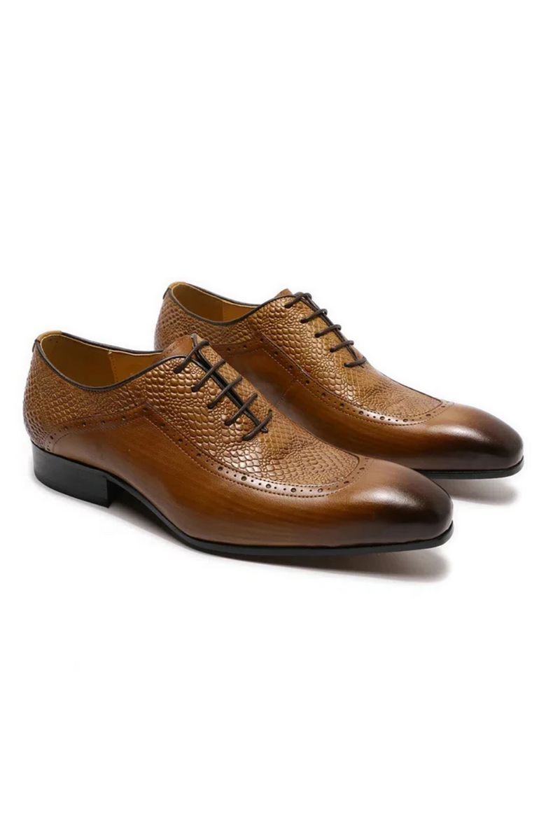 Men Genuine Leather  Toe Dress Shoes Lace-Up Formal Oxford Luxury Elegant Footwear