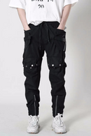 Cargo Pants Men Tactical Multi Pockets Trousers Spring Hip Hop Streetwear Pants Black