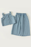 Summer Costume Toddler Girl Clothes Flowers Sleeveless Denim Baby Pants Boutique Kids Clothing