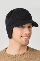Men Winter Knitted Beanies Outdoor Cycling Ski Warm Wool Earflap Hat Short Brim with Earmuff Cap for Men Winter Hats skullies