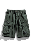 Summer Men Cargo Multi Pocket Cotton Shorts Casual Solid Elastic Waist Shorts Spring Shorts Pants