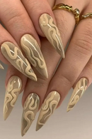 Handmade Manicure Long Almond Fake Nails New Summer Desert Limited Nails