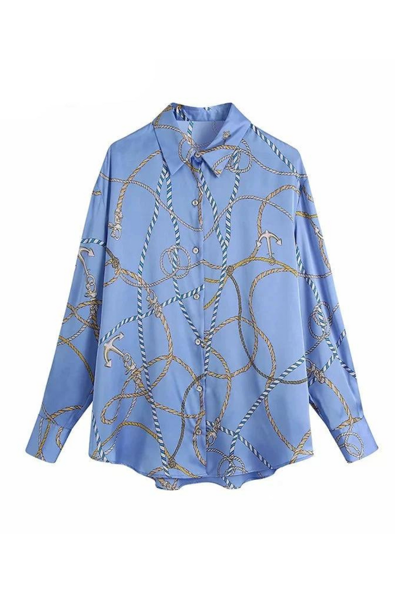 Women Blouses Vintage Lapel Long Sleeve Button-up Female Shirts