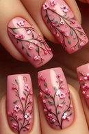 24 pieces of nail art wearing armor designed with press on nail pieces colorful flowers