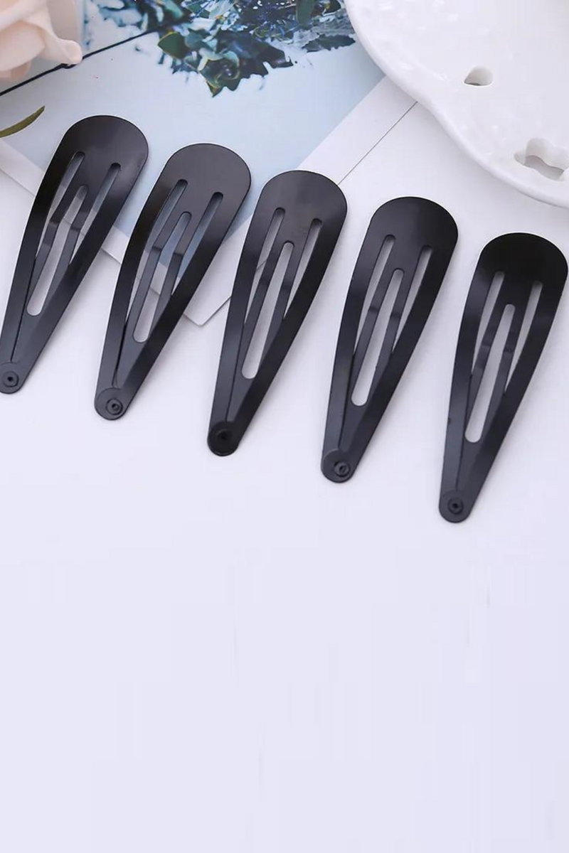 100Pcs Cute 5CM Hair Clips Pins Metal Snap Hair Accessories for Girls Hairpins Black Headbands for Kids Hairgrips Styling