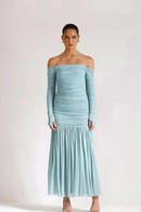 Summer Temperament One Shoulder Strapless Long Skirt Backless Pleated Slim Fit Dress for Women Women