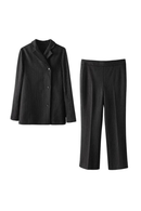 Spring Elegant Stripe Women Loose Blazer Wide Pants Suits Female Sets