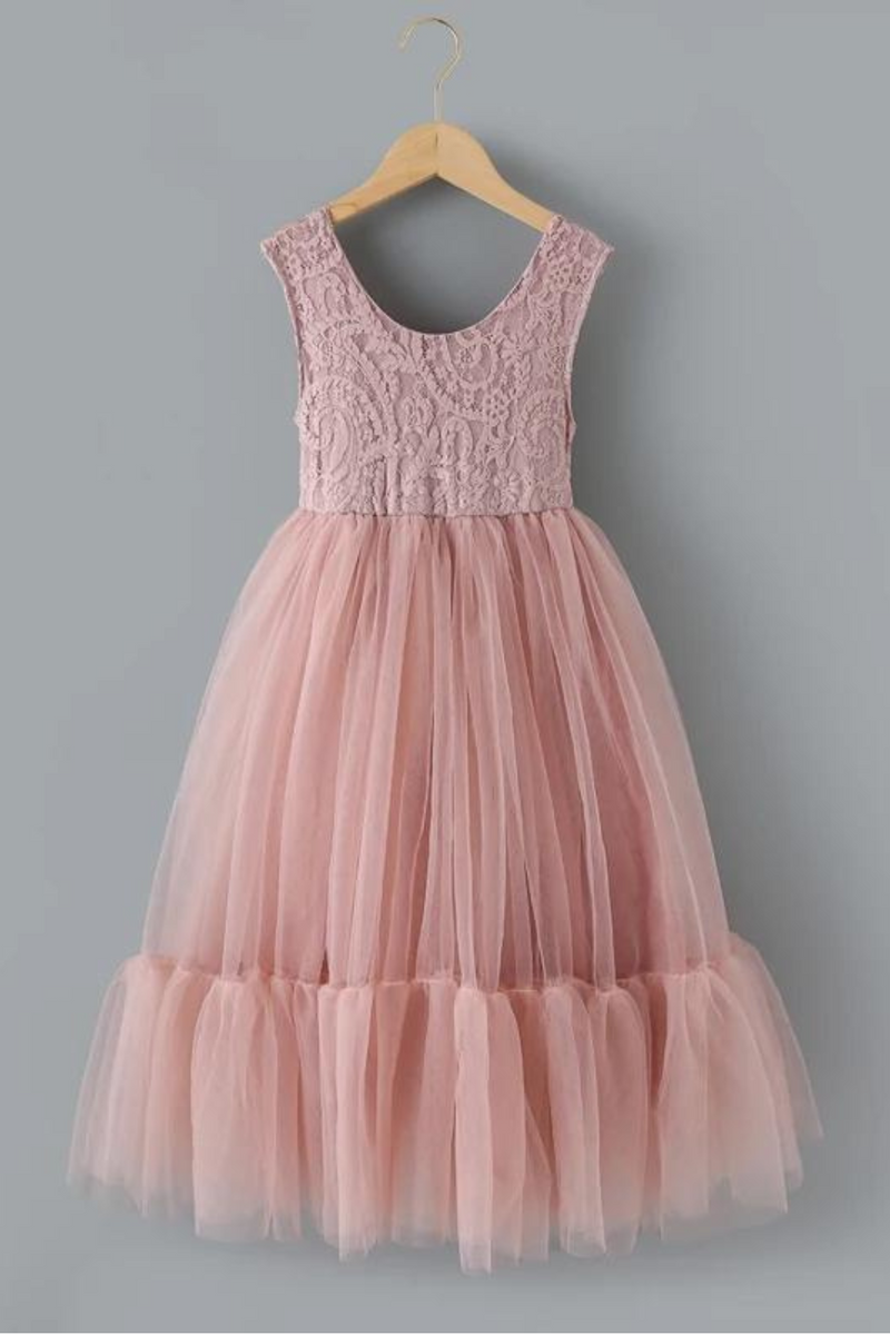 Girl Summer Party Dress Sleeveless Bean Paste Powder Princess Dresses Wedding Formal Dress