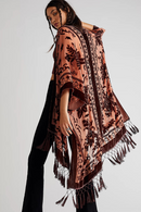 Bohemian Kimono Velvet Tassel Shawl Casual and Versatile for Women on Vacation