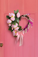 Valentines Day Wreath for Front Door Pink Roses with Bow Tie Berry Wreaths Decor