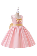 Elegant Girl Pink Party Dress For Children Birthday Costume Big Bow Princess Kids Clothes Wedding Evening Gown Formal