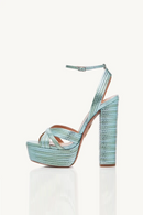 Summer Sandals Women Brand Striped Pumps Round Toe High Heels Elegant Sandals