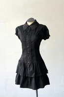 Summer Chic Dress Women High Street Slim Lapel Gothic Dresses Retro Hot Girl Clothing