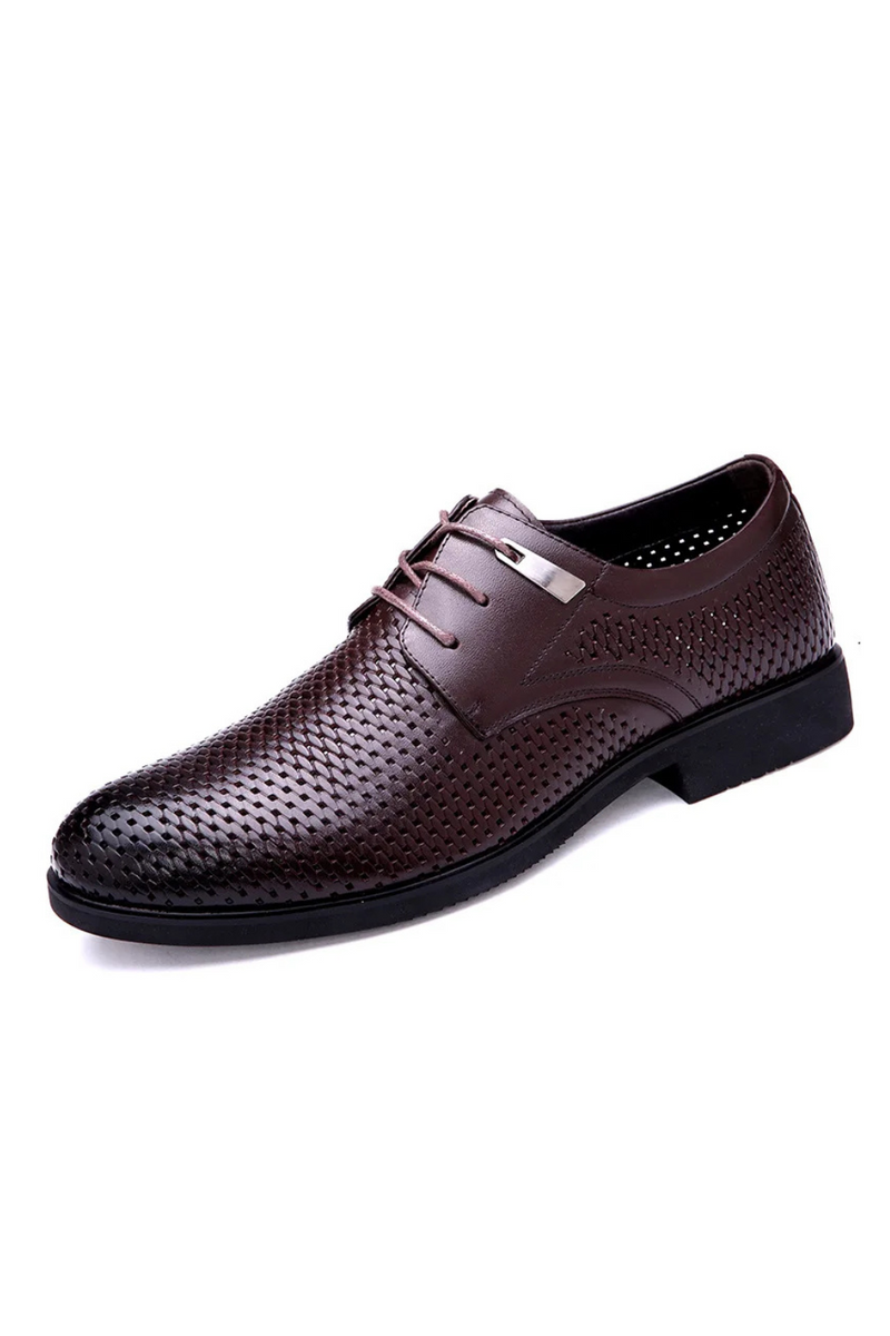 Summer Genuine Leather Men Oxford Shoes Hollow Breathable Black Leather Men Dress Shoes