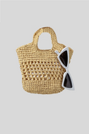 Woven Small Tote Bag Hollow Straw Handbags Handmade Summer Beach Shoulder Bags Mini Bali Purses