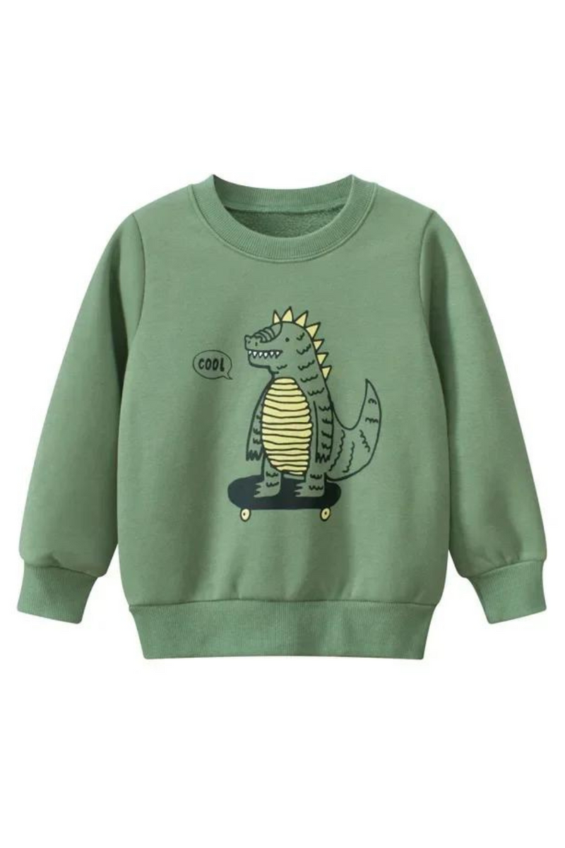 Winter Clothes Velvet Warm Sweatshirt for Boys cartoon dinosaur Long Sleeve Children's Jumper Top Boy Hoodies Kids outfit