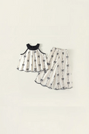 Girl Pure Cotton Set Summer Children's Wide Leg Pants Two Piece Set