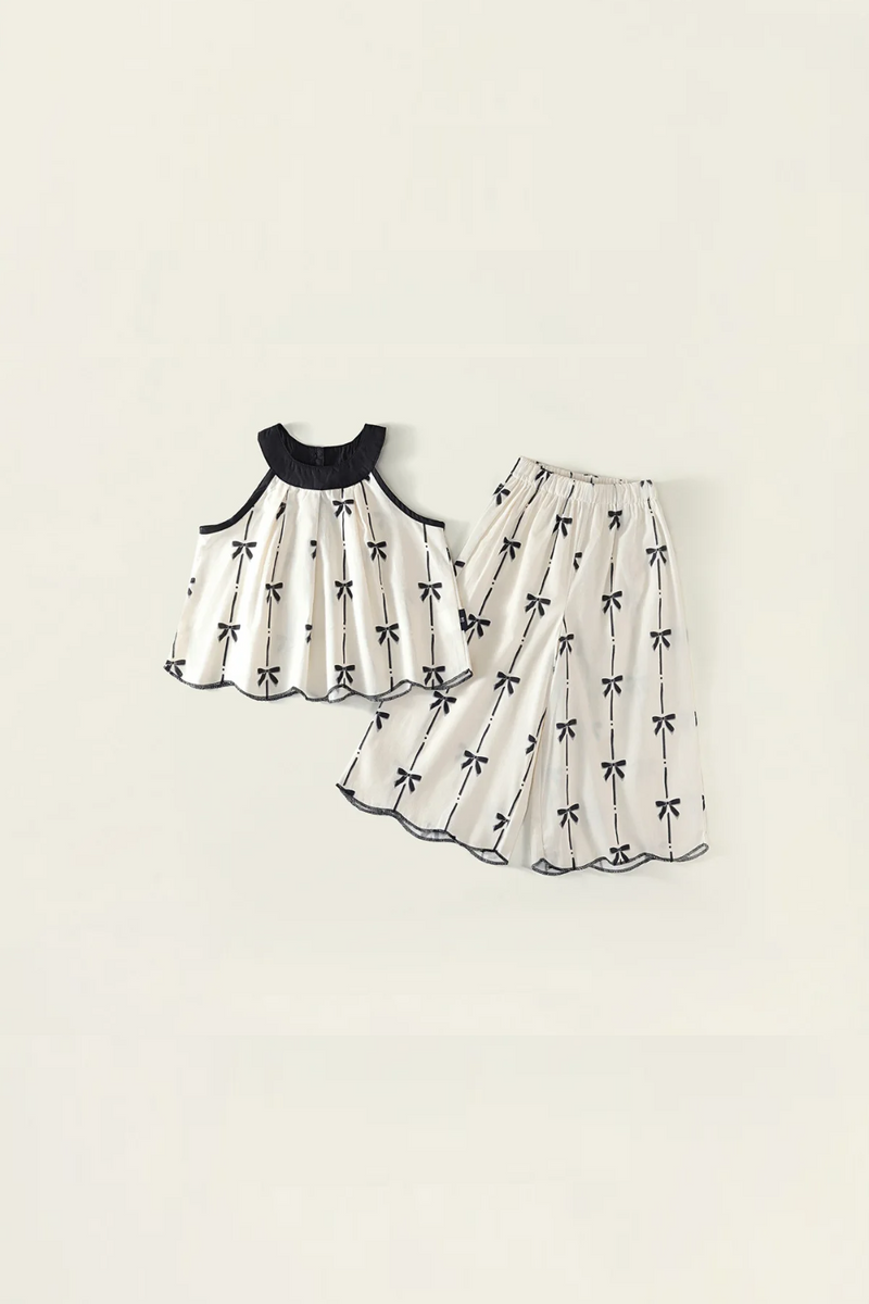 Girl Pure Cotton Set Summer Children's Wide Leg Pants Two Piece Set
