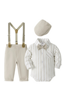 Baby Boys Spring Autumn Gentleman Clothes Kids Striped Bodysuit Outfit for Newborn Boy Wedding Party Set