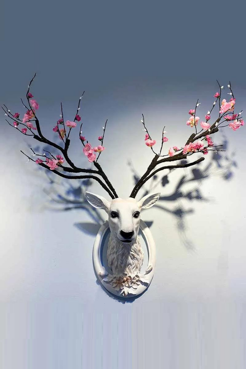 Deer Head Wall Decoration Board Room Wall Decor Large Size Animal Statue Resin Crafts Lucky Deer Head Wall Hanging